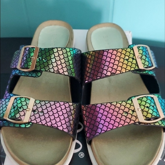NIB Bamboo Mermaid Pattern Sandal Slide - Picture 5 of 11